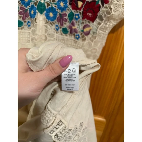 Sea New York Katharine Embroidered Midi Dress Floral Lace Boho Cottagecore - Picture 4 of 6
